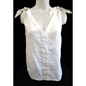 EUC! J. Crew White 100% Linen Tied Shoulder Sleeveless Top Women Sz S